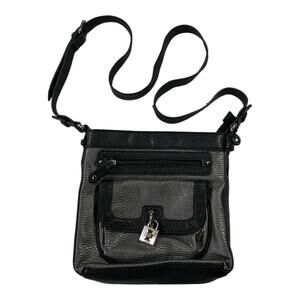 Chaps Crossbody Shoulder Bag Adjustable Strap Black & Gray